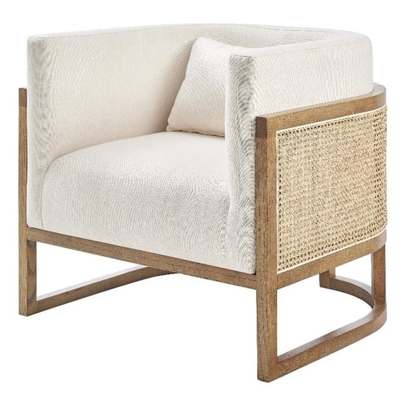 New Pacific Direct Fabric Solid Print Barrel Accent Arm Chair, Natural