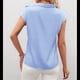 thumbnail image 5 of Blusa de Satén con Cuello Alto, Mangas y Lazo para Mujer, para Oficina Azul XL, 5 of 7