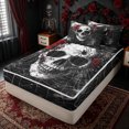 thumbnail image 3 of Erosebridal Gothic Rock Skull Zipper Twin Comforter Sets with Fitted Sheet and 2 Pillowcases for Boys Girls, Red Rose Spider Web Zipper Bedding Set, Black Reversible, 4-Piece, 3 of 7