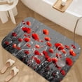 thumbnail image 4 of 1pc Red Poppies in Grey Absorbent Non-Slip Bathroom Thickened Flannel Rug Decor,Soft,Quick Drying,Suitable For Indoor/outdoor Use,Bathrooms,Bedrooms,Kitchens,Terrace,Laundry Rooms,16"x24", 4 of 9