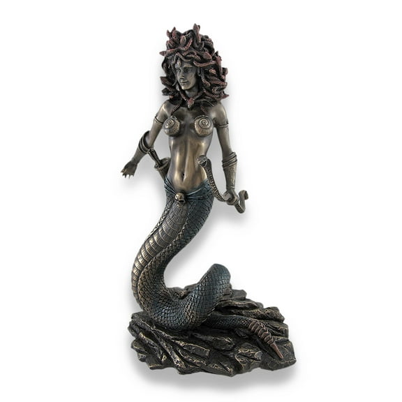 Veronese Design Bronzed Medusa with Double Snake Bow and Arrows Statue