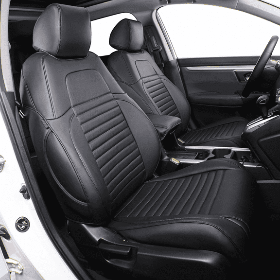 EKR Custom Fit CRV Car Seat Cover for 2017-2020 Honda CR-V EX, EX-L, LX, Touring & 2020-2022 CRV Hybrid EX, EX-L, Touring-Waterproof faux Leather Auto Seat Covers Full Set(Black)