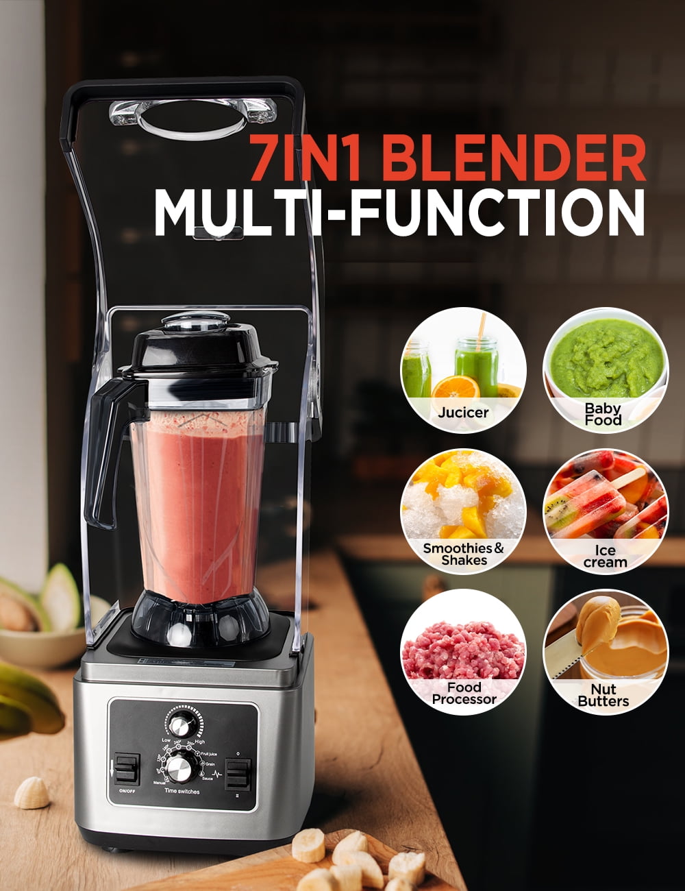 EEPHO 1500W Smoothie Maker High Power Blender with 10 Speeds