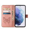 thumbnail image 5 of Nalacover for Samsung Galaxy S23 Wallet Case, Rhinestone Butterfly& Flower Pattern Cover with Card Slots Holder Kickstand, Wrist Strap Handbag PU Leather Magnetic Clasp Shockproof Case, Rosegold, 5 of 11