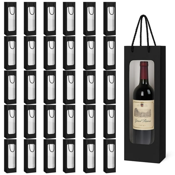 30 bolsas de regalo de vino SHANDERBAR con ventana transparente de 36 x 13 x 9 cm