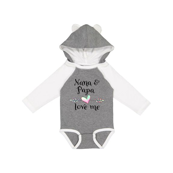 Inktastic Nana and Papa Love Me Heart Grandchild Boys or Girls Long Sleeve Baby Bodysuit