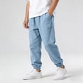thumbnail image 6 of CUZIBR Boys Linen Jogger Pants Elastic Drawstring Waist Ankle Casual Trousers With Pockets Soft Breathable Loose Fit Bottoms For Kids School Outdoor Walking Dailywear,Light Blue,5-6 Years, 6 of 7