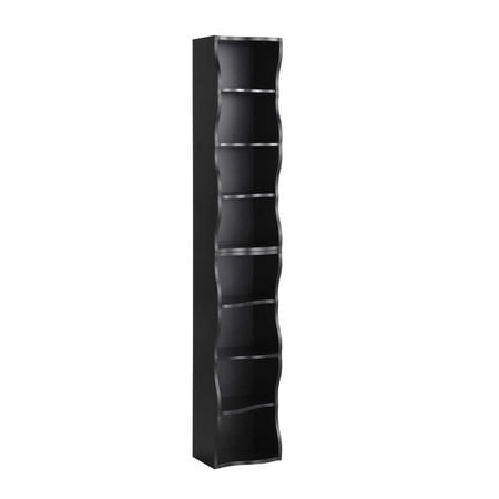 Bofang Wavy Border 8-Tier Ultra-Thin Adjustable Bookshelf Media Tower, Black