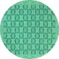 thumbnail image 1 of Ahgly Company Indoor Round Abstract Turquoise Blue Modern Area Rugs, 7' Round, 1 of 4