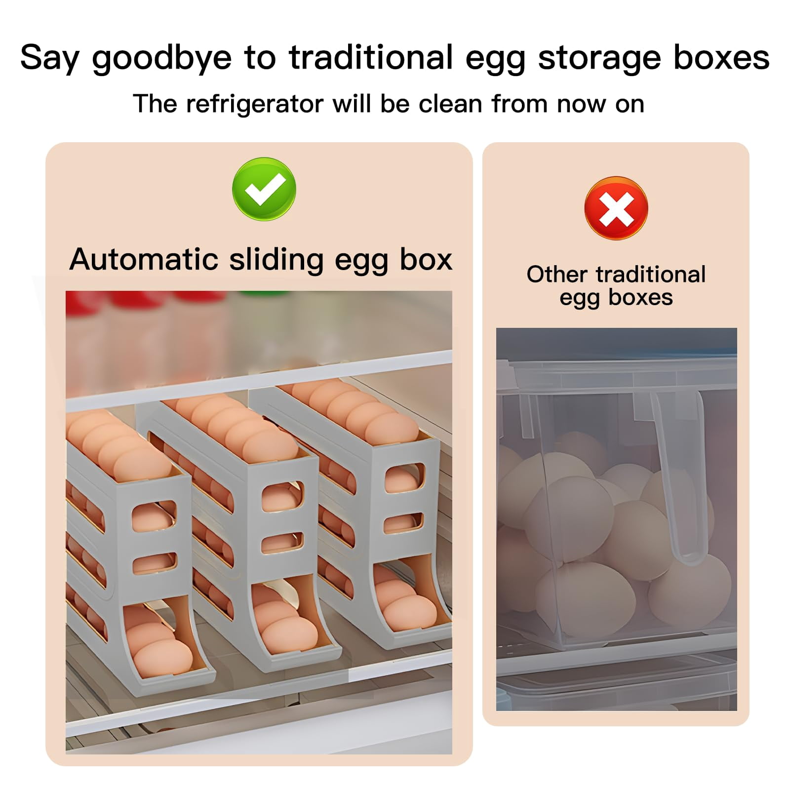 2 groupsEgg Dispenser Automatic Rolling Egg Tray Organizer, Space Saving Refrigerator Egg Roller, Holds 28 Eggs Simultaneously,for Refrigerator,Kitchen,Cabinets,and Dining Table (Grey)