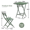 thumbnail image 7 of SEGMART 3-Piece Patio Bistro Set, Folding Outdoor Patio Furniture Sets, 1 Metal Folding Patio Table and 2 Chairs Indoor and Outdoor for Patio, Yard, Garden, Dark Green, 7 of 7