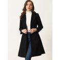thumbnail image 3 of Abrigo largo con doble botonadura y cinturón de invierno con cuello de solapa para mujer Negro XS, 3 of 5
