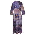 thumbnail image 4 of PuLe 【New】 Summer Short Sleeve Dress Women's Spring Summer Boho Floral Lapel Neck Button Casual A-Line Lace-Up Dress, 4 of 5