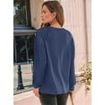 thumbnail image 5 of Womens Long Sleeve Shirts Lace Tops Business Casual Fall Fashion Outfits Clothes Knitted Y2k Blouses Navy Blue M, 5 of 8