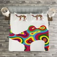 thumbnail image 3 of Ambesonne Trippy Quilted Bedspread Set 3 Pcs, Abstract Camel, Queen Size, Multicolor, 3 of 3