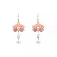 thumbnail image 2 of EOEMY Enamel Pearl Drop Dangle Earrings Boho Flower Dainty Gemstone 18K Gold Plated, 2 of 4