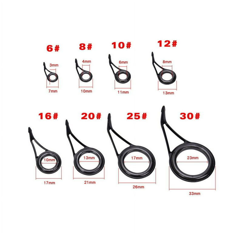Cheap 8pcs Mixed Size Fishing Rod Guide Set Tip Strong Line Rings