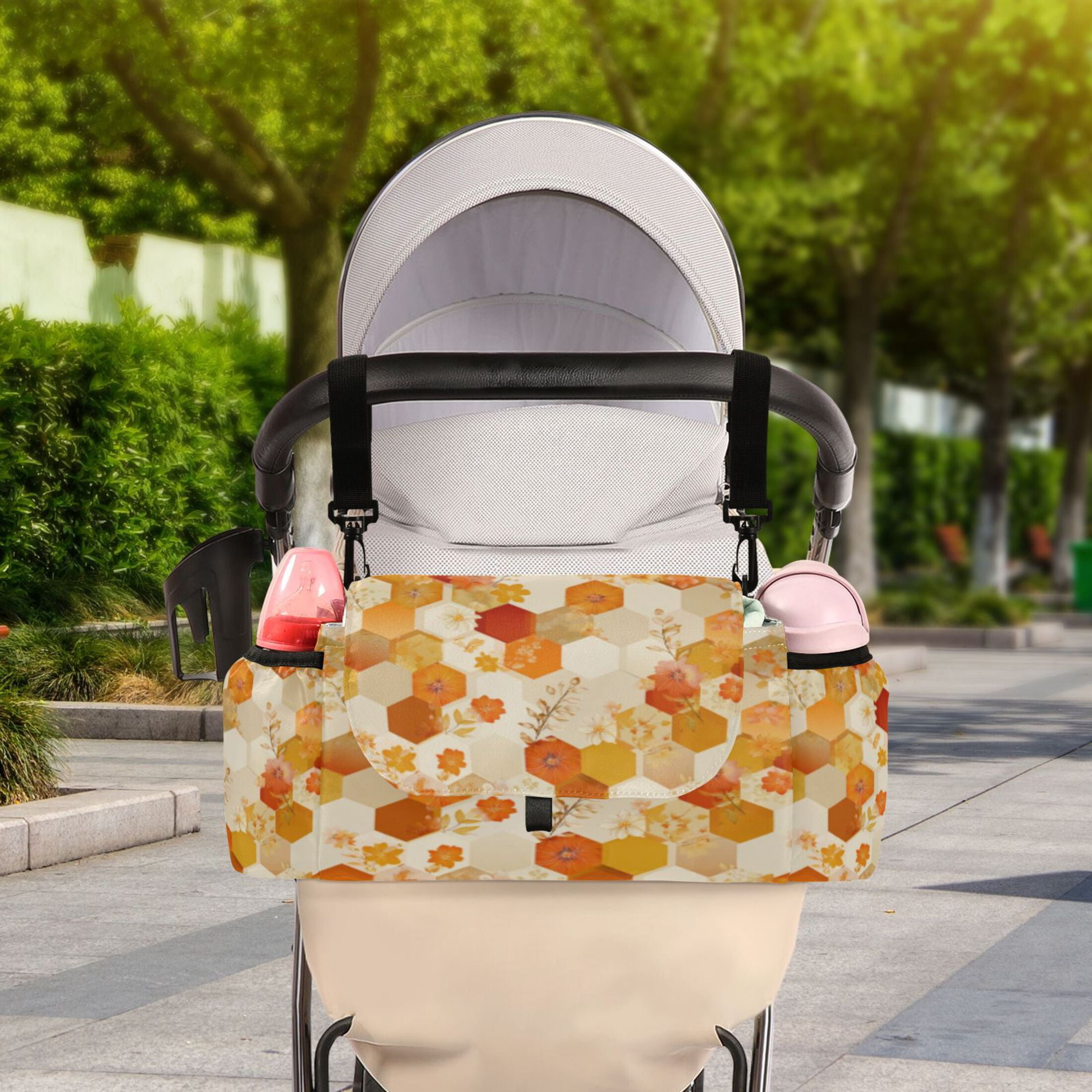 DIXRUYEE Stroller Organizer Honeycomb Pattern Printed