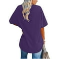 thumbnail image 4 of Purple T Shirts for Women Oversize T Shirt Women's Print Short Sleeve Round Neck Vintage V Neck Tops Casual Basic Summer Tee Shirts Blouse Fashion Clothing, 4 of 5