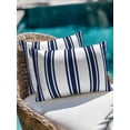 thumbnail image 3 of Outdoor Pillows Waterproof, Navy Blue Striped Throw Pillows with Inserts Included, Farmhouse Vertical Stripes Indoor Outdoor Decorative Lumbar Pillow for Bed/Couch/Patio 12"x20", 2Pcs, 3 of 8