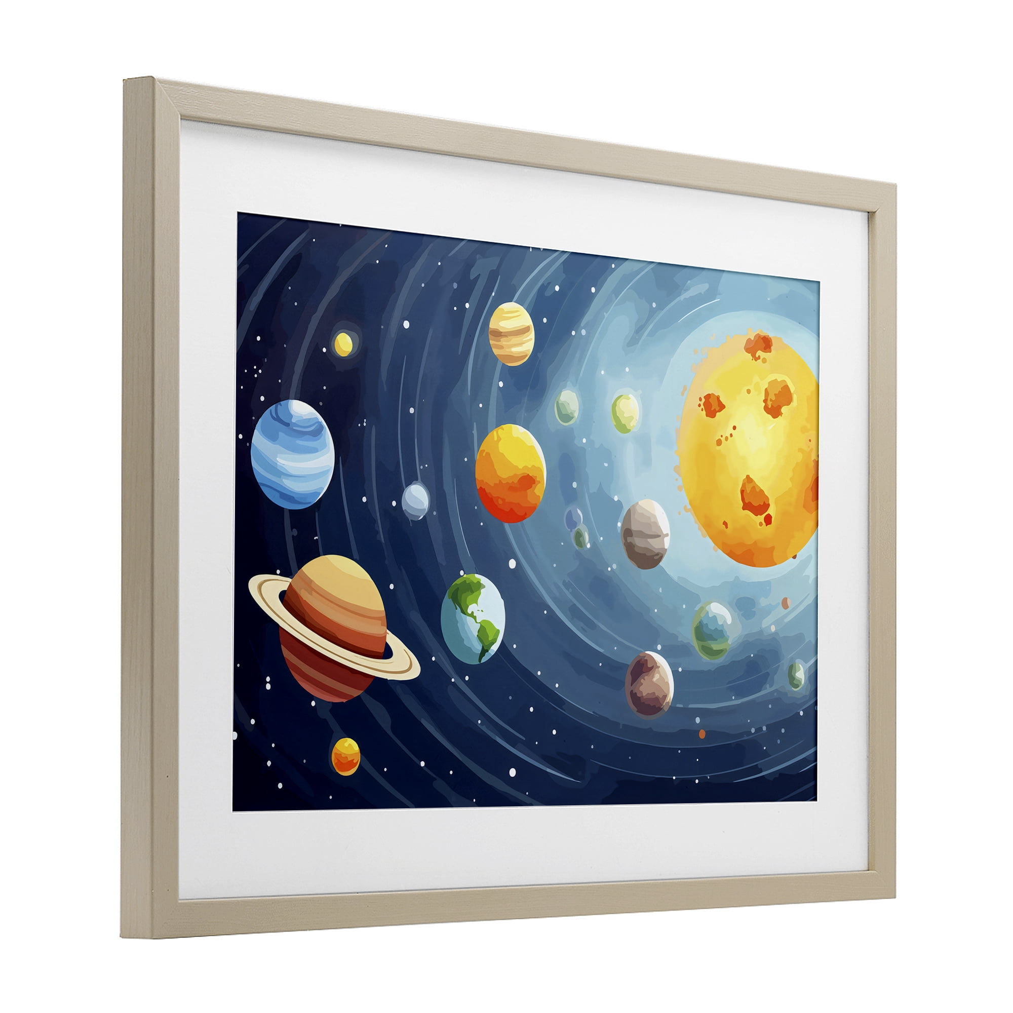 Stupell Industries Solar System Planets Orbit Birch Framed Print Under Glass, design by Creative Studio