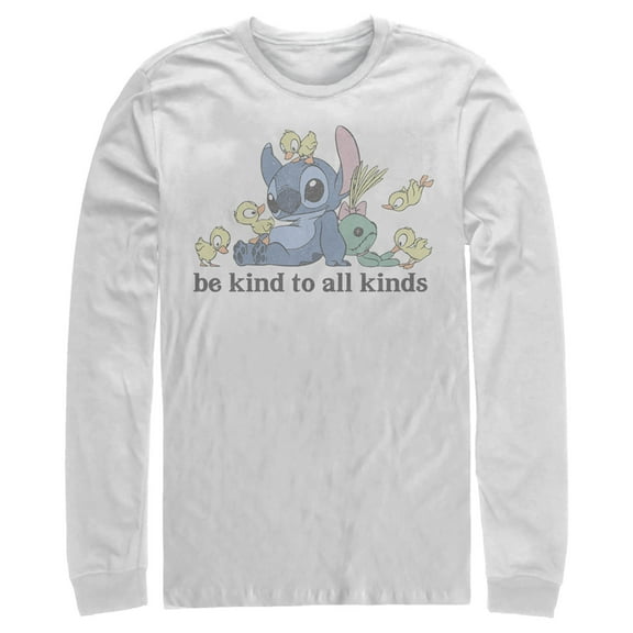 Men's Lilo & Stitch Be Kind to All Kinds Long Sleeve Shirt White Medium