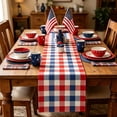thumbnail image 7 of 4th of July Red White Blue Plaid Table Runner, Independence Day Patriotic Checkered Polyester Linen, Holiday Decor for Dining Kitchen Table, 7 of 7