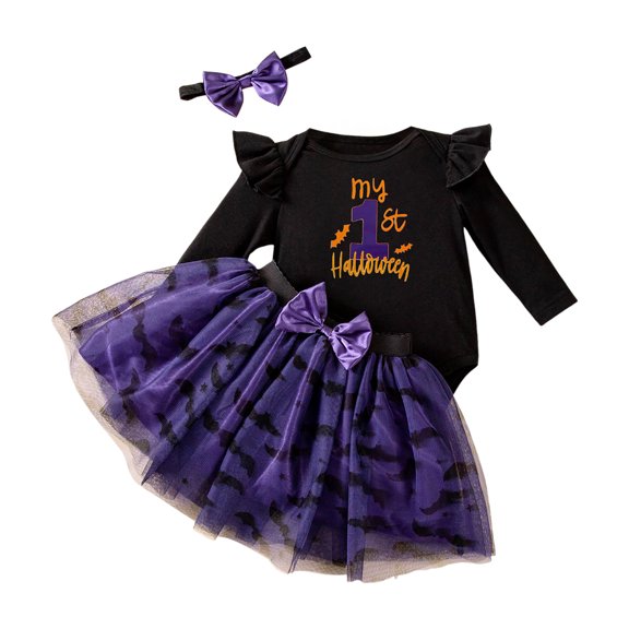 Staki Halloween Sweatshirt Toddler Girl Toddler Girl Skirt Set Sweatshirt Girls Halloween Outfits Clothes(Orange,12-18 Months)