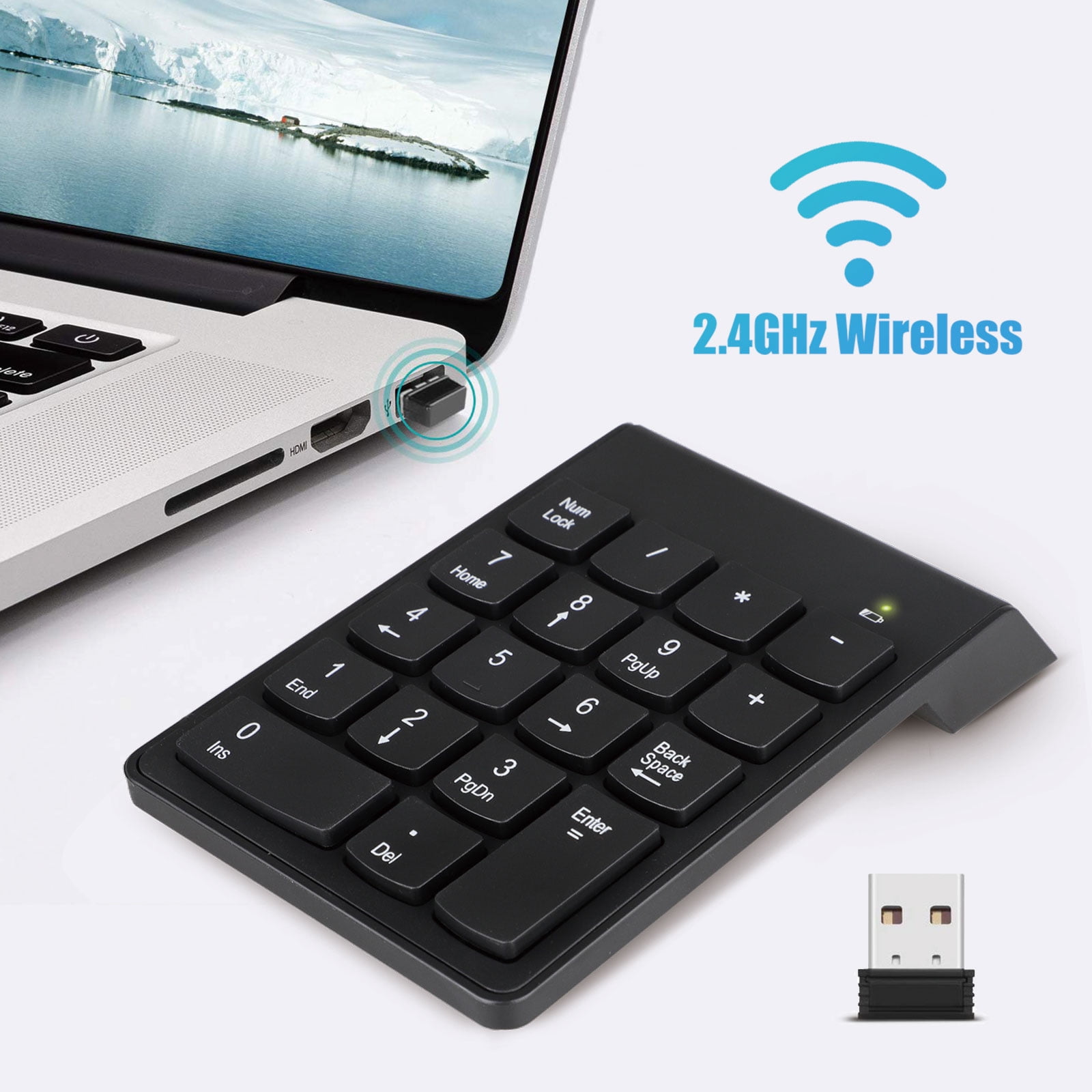 Portable Mini USB Numeric Keypad with 19 Keys Number Keyboard for MacBook Desktop PC. Laptop Garsent Number Pad