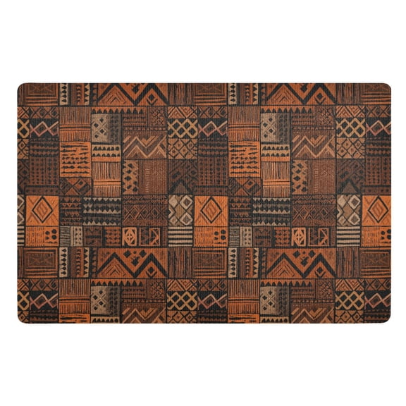 Yayeee Doormat for Inside 20"x32" Absorbent Low-Profile Washable Non-Slip Rubber Backed Entryway Rug, Abstract Tribal Pattern