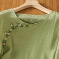 thumbnail image 5 of Yuanlook Linen Shirts for Women,3/4 Sleeve Tops Dressy Casual Blouses Loose Tunics Tops - Green - XL, 5 of 8