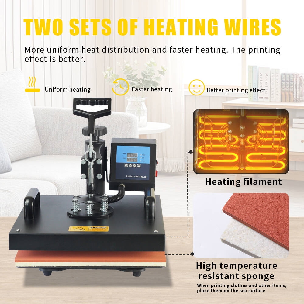SHUOHAObrand Cheap 38*38CM 8 in 1 Combo Heat press Machine Sublimation Printer 2D Heat Transfer Machine for Cap Mug Plate Tshirts CE Approved