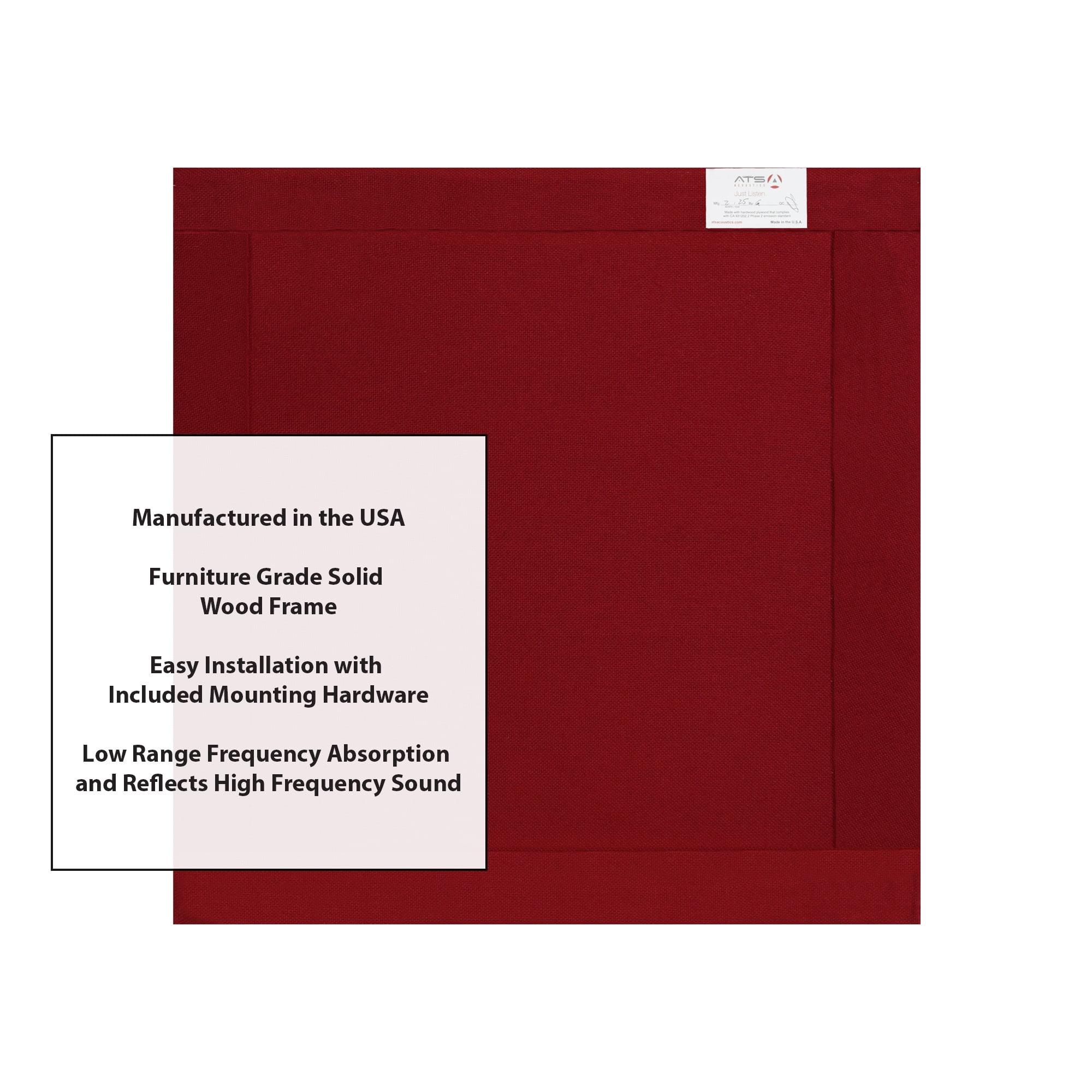 ATS Acoustics Bass Trap Full Range Sound Absorbing Echo Reducing Studio Acoustic Wall Panel 24" x 24" x 4" (Claret)