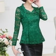 thumbnail image 3 of OKBOP Casual Tops for Women,Casual Long Sleeve Lace Shirt Crocheted Elegant Lace Women Shirts And Blouses Oversized T Shirts for Women, 3 of 9