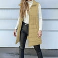 thumbnail image 5 of Women Long Puffer Vest Solid Color Full Zip Up Quilted Sleeveless Jacket Lightweight Winter Puffer Outerwear, 5 of 6