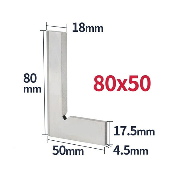 Set Square Knife Edge Square Ruler 90 Degree Carpentry Tools Woodworking Metal Try Squares Measuring Angle Rulers 63x40/80x50mm ,Woodworking Protractor