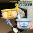 thumbnail image 2 of Ceramic Tableware Set - 1 Bowl and 1 Spoon, Microwave, Oven and Dishwasher Safe, Cute Cartoon Design, Round Bowl and Spoon, 2 of 13