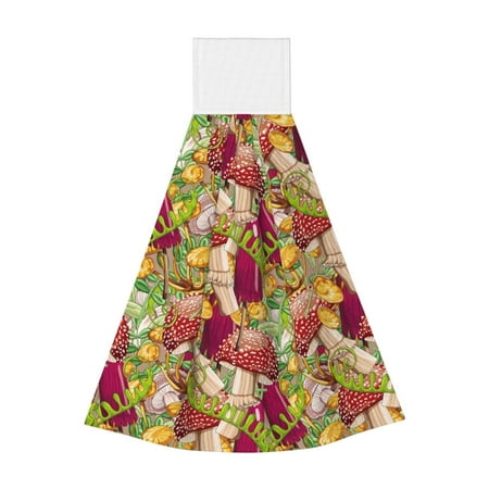 

Lukts Colored Large Mushrooms and Leaves for Coral Fleece Velcro Towel Suitable for Bathroom Kitchen Hanging Absorbent Towel Household Items