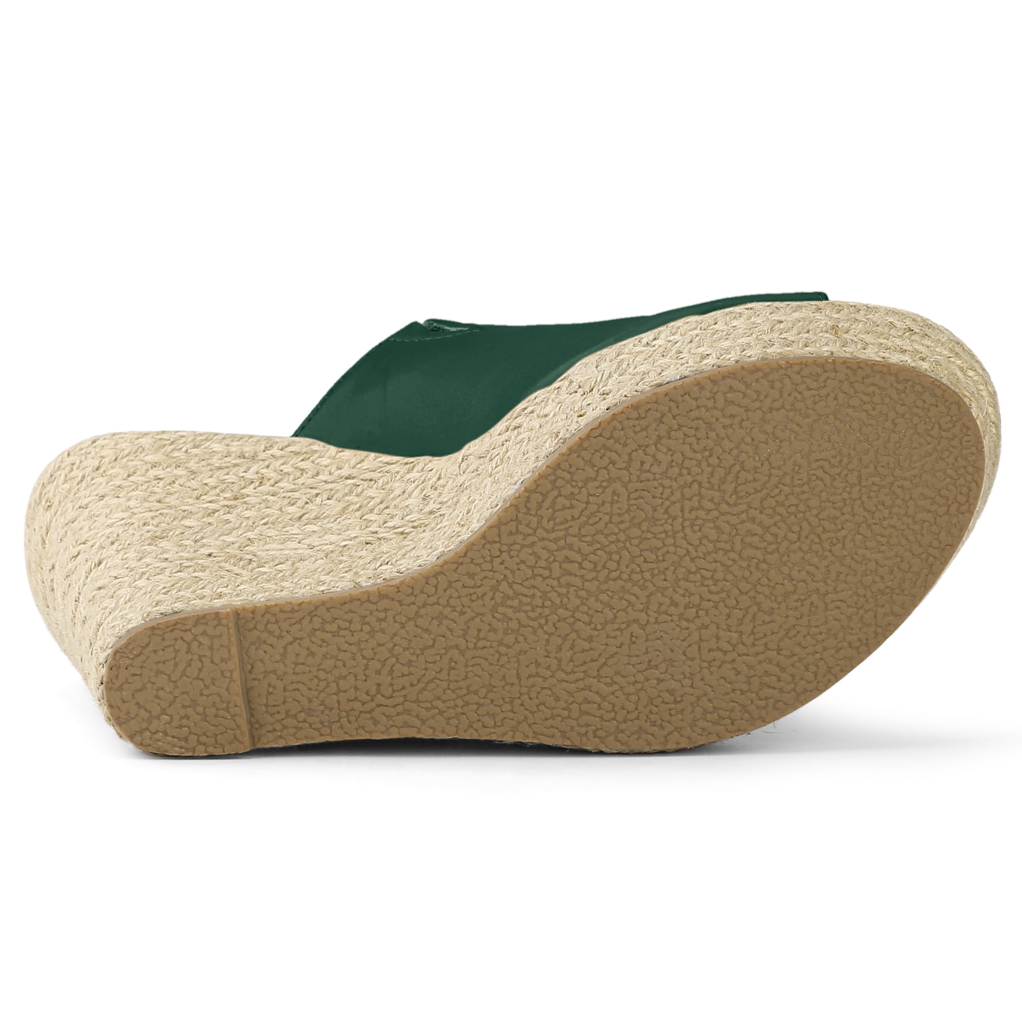 DARING DIVA Women's Slip on Platform Sandals Espadrilles Wedges Slides Dark Green 10