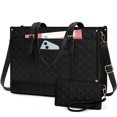 thumbnail image 1 of Bolsa para portátil IGOLUMON para mujer, 15.6 pulgadas, piel vegana, color negro, 1 of 8