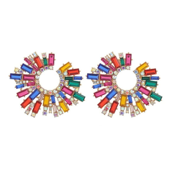 QDDollarsFun Floral Cluster Earrings, Colorful Flower Cluster Earrings for Women, Bohemian Rainbow Flower Earrings, Sparkling Flower Burst Stud Earrings, Cute Blooming Flower Statement Earrings