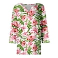 thumbnail image 4 of CONZONE Women's Summer T-Shirts 3/4 Sleeve T Shirts for Women Casual V Neck Floral Graphic Lightweight Tees Soft Cozy Dailywear, 4 of 5