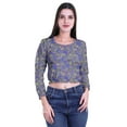 thumbnail image 1 of Moomaya Hauts Courts Imprimés pour Femmes à Manches Longues, Ourlet Élastique, T-Shirt à Col Rond, 1 of 4
