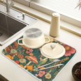 thumbnail image 2 of Yayeee Dish Drying Mat for Kitchen Counter 18" x 24" Microfiber Super Absorbent Coffee Decorative Pad, Floral Mushroom, 2 of 9