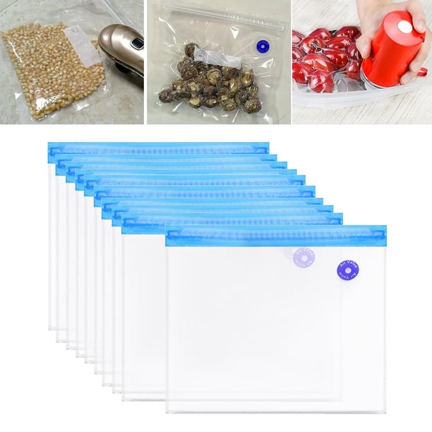 Bolsas de cremallera de sellador de vacío con doble cremallera Sous Vide bolsa portátil reutilizable plástico sándwich congelador bolsas para Los 21x22cm perfecl organizador de almacenamiento al vacío
