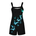 thumbnail image 4 of Womens Rompers Jumpsuits Summer Sleeveless Adjustable Knot Straps Shorts Butterfly Floral Print Overall Stretchy Jumpers with Pockets, 4 of 5