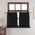 thumbnail image 1 of SHILIU-Small Tiers 2 Pack Faux Linen Textured Black Kitchen Short Small Mini Window Curtains Valance 36 inches Length Privacy Home Decor Classic Cafe Basement Living Room/Bedroom 34W by 36L Rod Pocke, 1 of 4