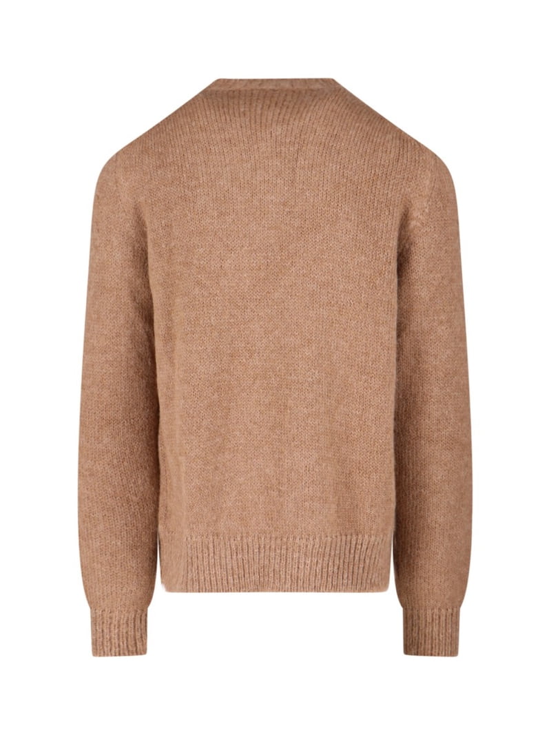 Jil Sander Brown Alpaca-Wool Blend Crewneck Sweater With Ribbed