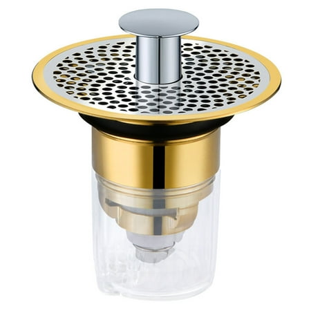 

Lierteer Washbasin basin leaking plug pop-up core drain pool leak stopper core Sliver+Gold