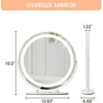 thumbnail image 5 of Garvee 19" Vanity Mirror with LED Lights, Round Makeup Mirror with 3-Color Touch Control, 360° Rotation, Tabletop & Wall-Mount Mirror for Bedroom, Bathroom & Dressing Room, White, 5 of 8